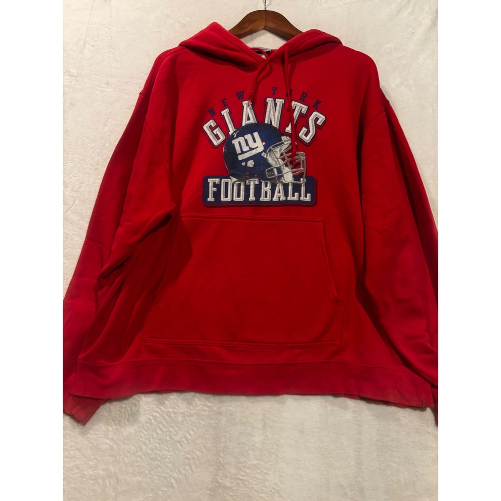 Vintage Reebok New York Giants Football Hoodie Red NFL Men's Large Sweatshirt